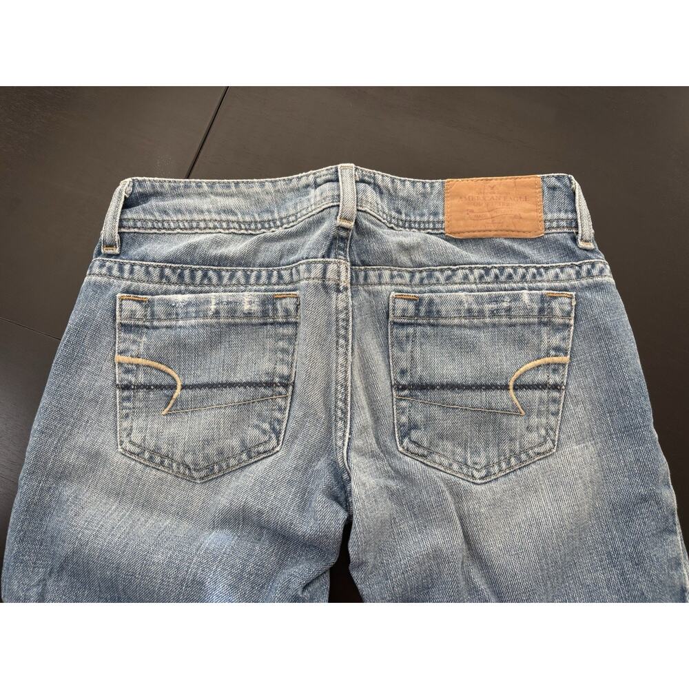 VTG 90s Y2K Grunge American Eagle Outfitters Womens Med Wash Wide Leg Jeans Sz 0 - Picture 12 of 12
